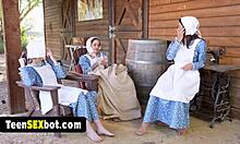 whoa three amish babes try first group fuck ever 😲👯‍♀️🍆💦