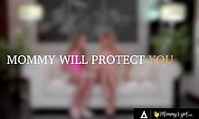 caring milf cherie deville lets heartbroken teen scarlett sage SUCK big tits then LICK pussy to SQUIRTING orgasm