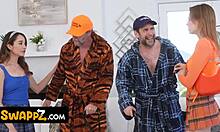 old men duel over fucking step-granddaughter in wild hardcore foursome