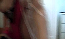 blonde babe in stockings bends over for a steamy quickie facial finish