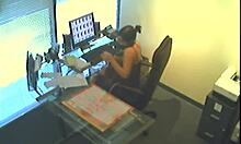 Office Slut Glasses Girl Caught Masturbating on Hidden Cam