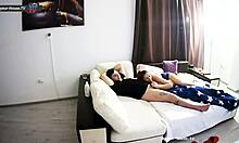 real amateur couple voyeur blowjob then cowgirl spooning ride on home cock