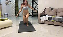 Angie Elif's Small Tits Brunette Fingers Pussy Post-Yoga Bliss