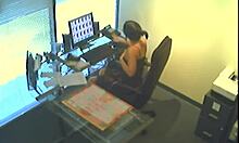 Office Slut Glasses Girl Caught Masturbating on Hidden Cam