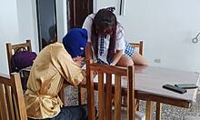 stepbrother can't resist my uniform so we fuck hard