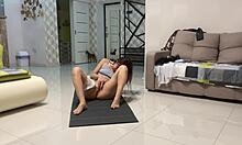 Angie Elif's Small Tits Brunette Fingers Pussy Post-Yoga Bliss