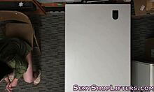 Brunette Teen Thief Caught with Small Tits Exposed