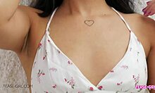 Hey Daddy, This Horny Brunette Teen On Sofa Needs Your Cum Swallow Now?