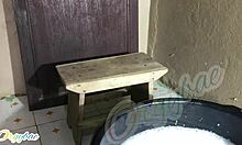 Housewife Folds Laundry in Shaved Pussy Tease