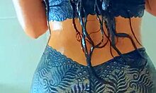 tanned latina teen's wet shower tease hides horny secrets