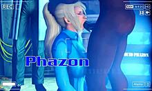 Blonde teen facefucked by monster cock in Zero Suit Samus costume