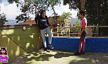 i meet tall colombian guy outdoors he trains my petite body with his monster cock cumshot