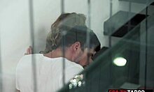 Petite best friend finally gives horny footjob thrill