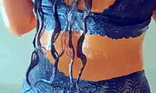 tanned latina teen's wet shower tease hides horny secrets