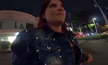 Street girl shares food then grabs dick for bathroom fun