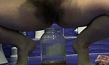 Hairy Russian Pussy Pisses Golden Shower Fetish Jar Collection Wet Solo Compilation