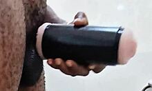 Girlfriend away so huge cock gets bathroom solo relief