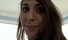 tatted pierced brunette takes thick cock deep for anal creampie