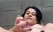 horny latina teen shoves toys deep in dripping pussy cums hard showing off for cuckold watchers