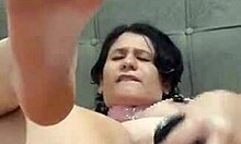 horny latina teen shoves toys deep in dripping pussy cums hard showing off for cuckold watchers