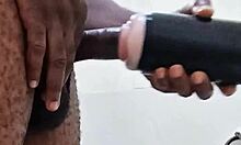 Girlfriend away so huge cock gets bathroom solo relief