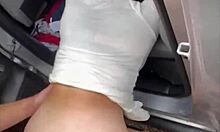 real street hooker deepthroats bareback fucks bent over car then gulps cum load no condom