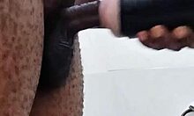 Girlfriend away so huge cock gets bathroom solo relief