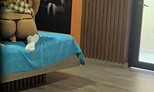 stepdad comes home catches big ass stepdaughter wrecking her ass with toy and jerks off to moans