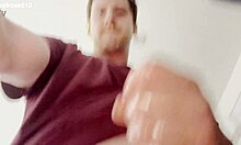 Daring guy strokes big cock in public outdoor solo thrill