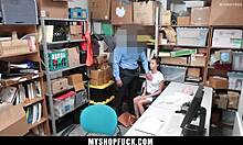 stepdaughter caught stealing takes lp guard's cock bent over in shop missionary pounding