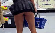 kalena mitrak flashes miniskirt in supermarket outdoor housewife latina teases neighbors wildly
