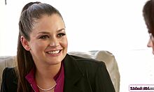 dyke counselor licks teen and stepmom's pussies in heated threesome session