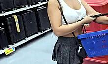 kalena mitrak flashes miniskirt in supermarket outdoor housewife latina teases neighbors wildly