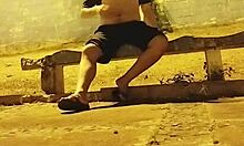 soccer field public facial cumshot almost caught outdoor flashing