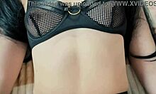 black hair girl in lingerie spreads wet pussy for rough missionary cock pounding close up