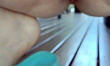 horny mature wife squats gapes shaved cunt outdoors on deck