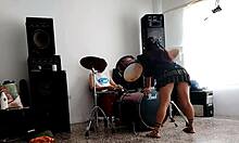 drumming gets her shaking that fat ass while stripping lingerie in kinky neighbor roleplay