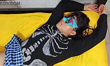 trick or treat as he devours the juicy pussy of that seductive halloween witch in costume