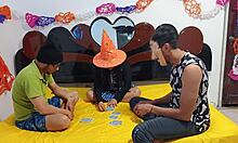 trick or treat as he devours the juicy pussy of that seductive halloween witch in costume