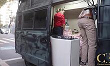 Imagine Ravishing Your Busty Granny Bareback in City Trailer Home BTS