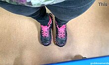 i'm your sweaty socks sneakers mistress follow me on this dirty outdoor walk