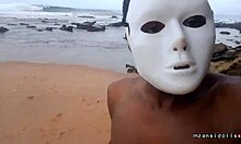 skinny ebony teen's tight wet pussy stretched on beach vacation sex