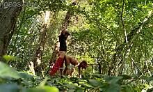 Hey, check this wild outdoor doggystyle bang in Brittany woods with her monster cock lover 😍🍆🌳