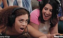 gamer girl bent over doggystyle interracial co-op fuck