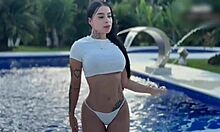 fucking gorgeous 18+ colombian michell bunny7 poolside: pov doggy, cowgirl, missionary on big cock