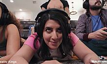 gamer girl bent over doggystyle interracial co-op fuck