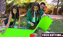 Teacher Freeuses Hot Studying Teens In Doggystyle Threesome!