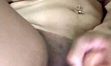 Skinny Brazilian ebony flashes then rides huge dildo deep on belly