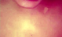 Skinny Brazilian ebony flashes then rides huge dildo deep on belly