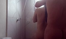 blonde cutie with big ass gets teasingly fucked in the steamy bath